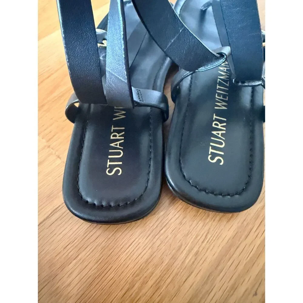 Stuart Weitzman Benni Slingback Flat Sandal – Black – Size 6.5 – New Without Box